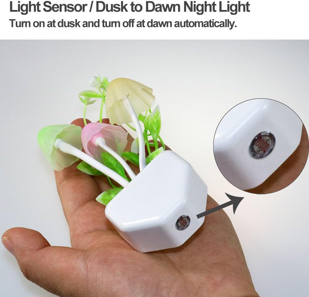 AUSAYE Sensor Led Night Light, Color Changing Plug-in LED Mushroom Light Dream Bed Lamp Cute NightLight Sweet Night Lights for Kids Adults