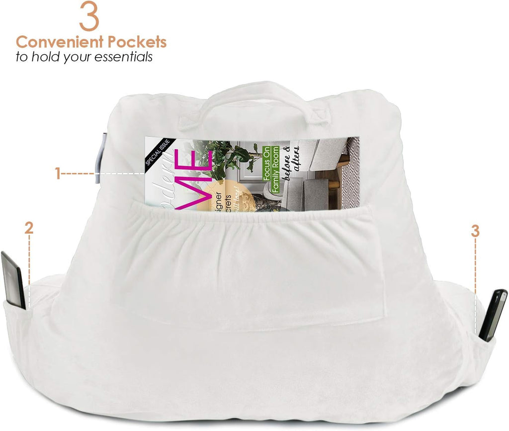 Nestl Reading Pillow with Shredded Memory Foam, Designed for Sitting Up in Bed and Couch, Back and Arms Adjustable Support for Adult &…