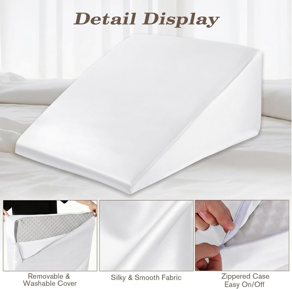 Wedge Pillow Case Cover for Style Protection, Thickened Satin Fabric Soft & Skin-Friendly, Wedge Pillow Cover with Zipper for Easy…