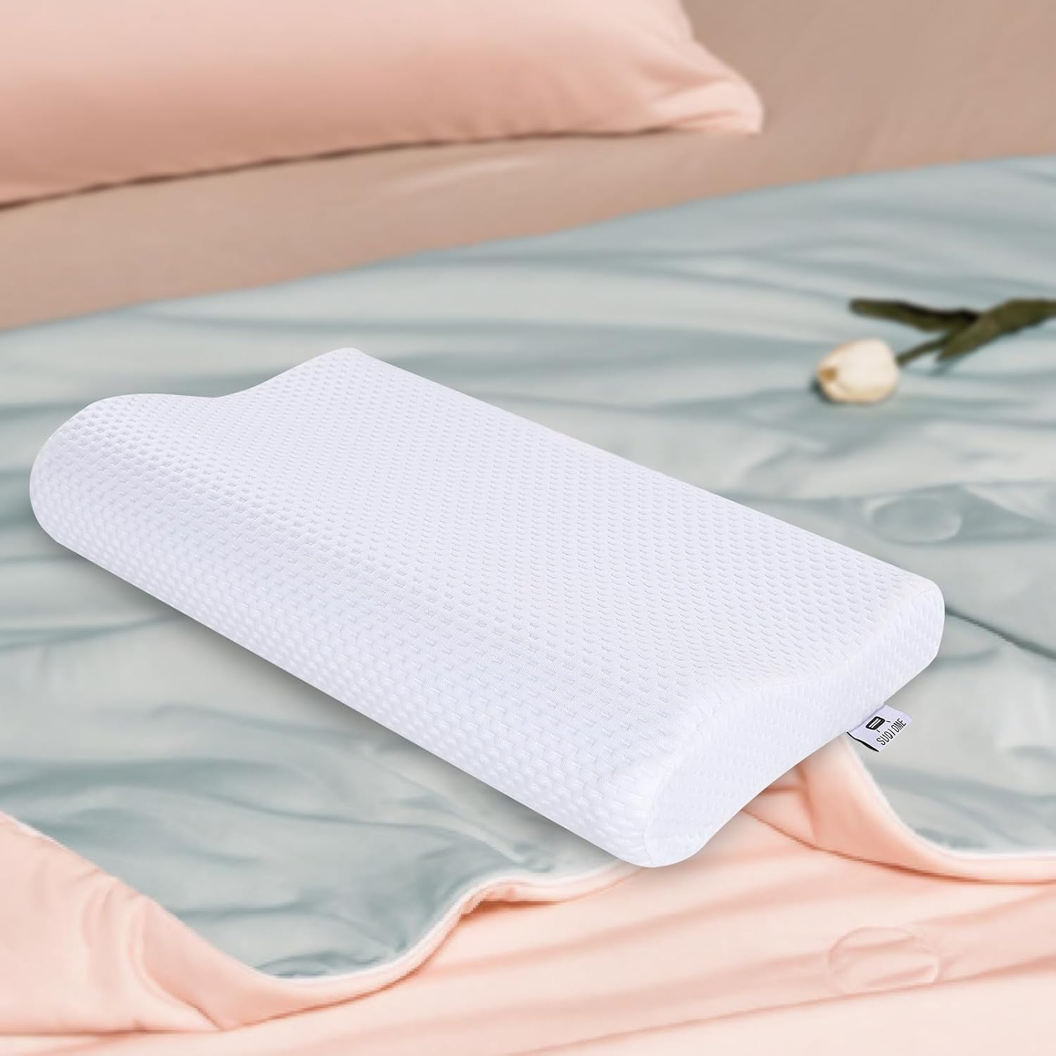 Suqiome SUQ I OME Sleeper-Thin Memory Foam Neck Pillow for Sleeping, 2.3'' to 3.1 '' Height, Thin & Low Cervical Profile, Soft(19.6x11…