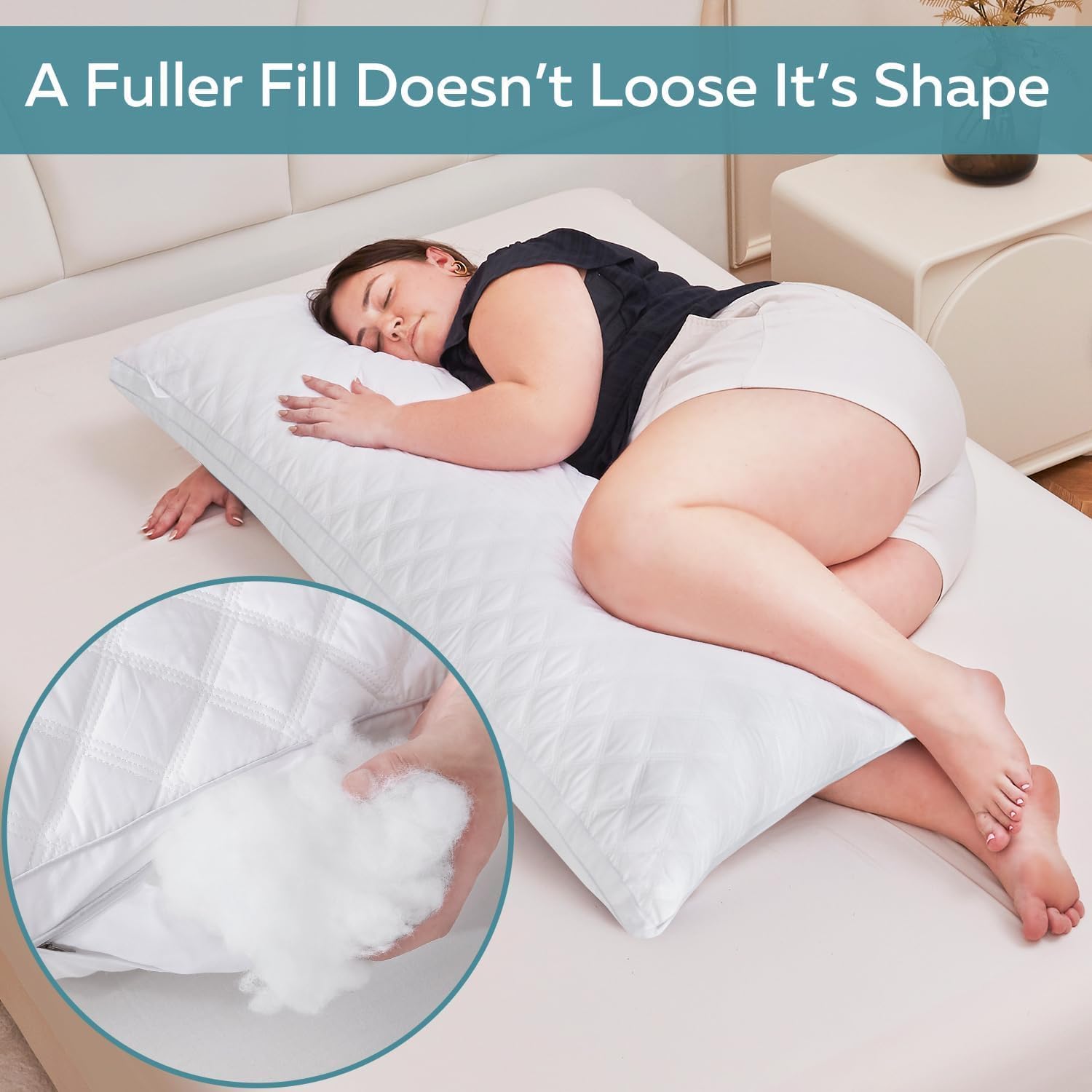 Oubonun Full Body Pillow for Sleeping-Adjustable Firm and Fluffy Body Pillows for Adults-Long and Large Pillow for Bed- 21"x54"