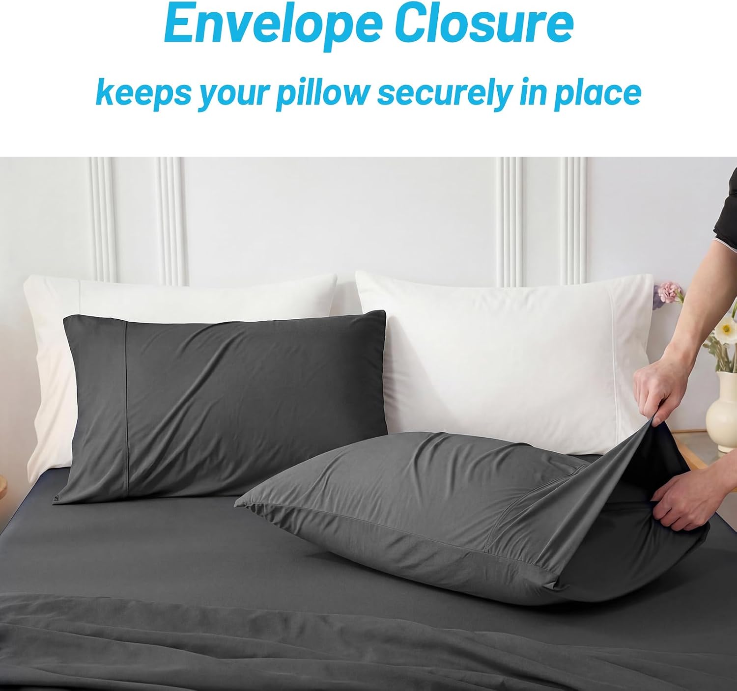 CozyBliss Cozy Bliss 2pcs Cooling Pillow Cases Set for Hot Sleepers & Night Sweats, Q-Max 0.5 Silky Wrinkle-Free Pillow Covers with Envelop…