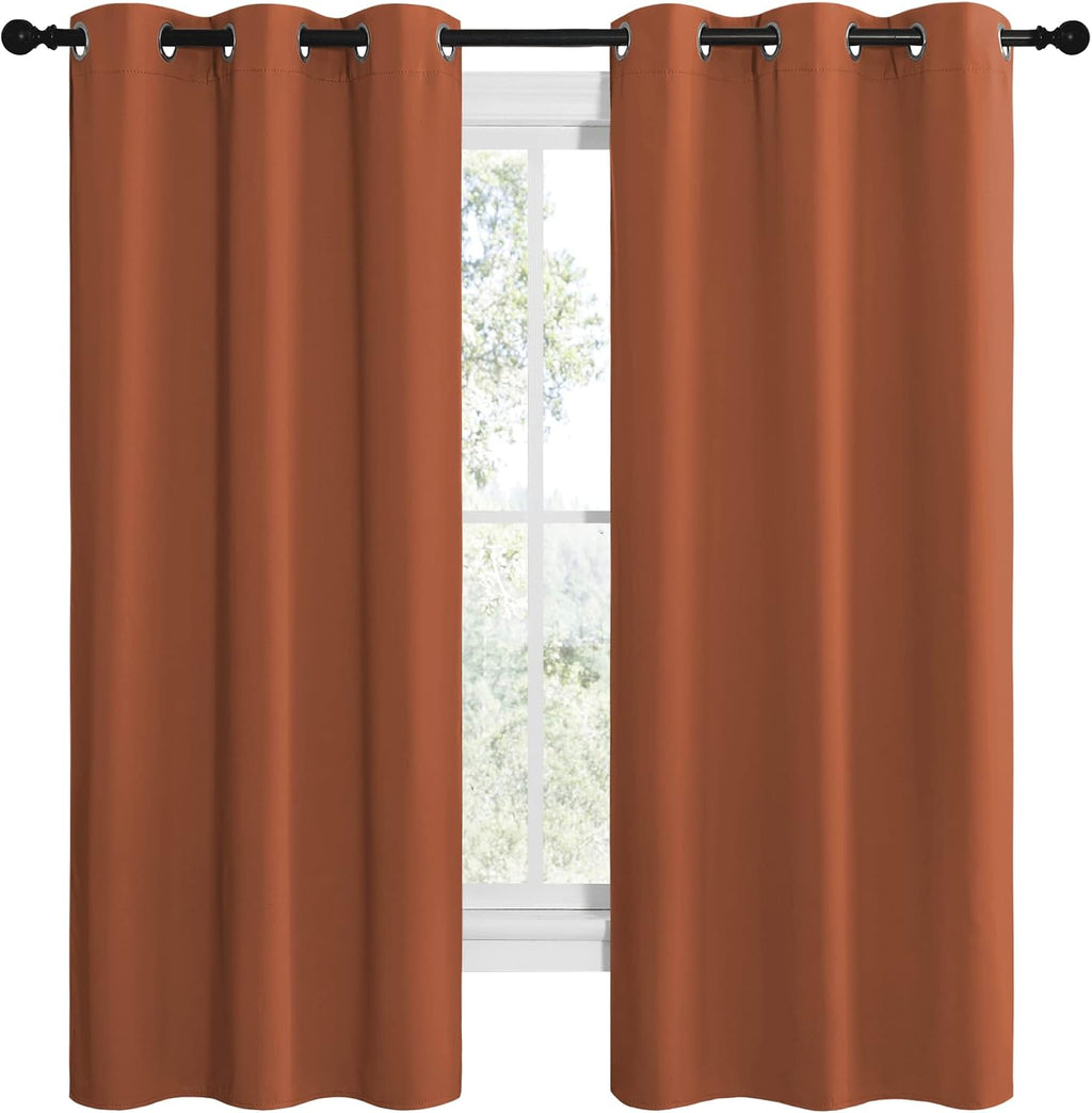 NICETOWN Bedroom Blackout Curtains 68 inches Long, Privacy and Thermal Insulated Blackout Drapes for Windows (Burnt Orange, 1 Pair, 42 x…