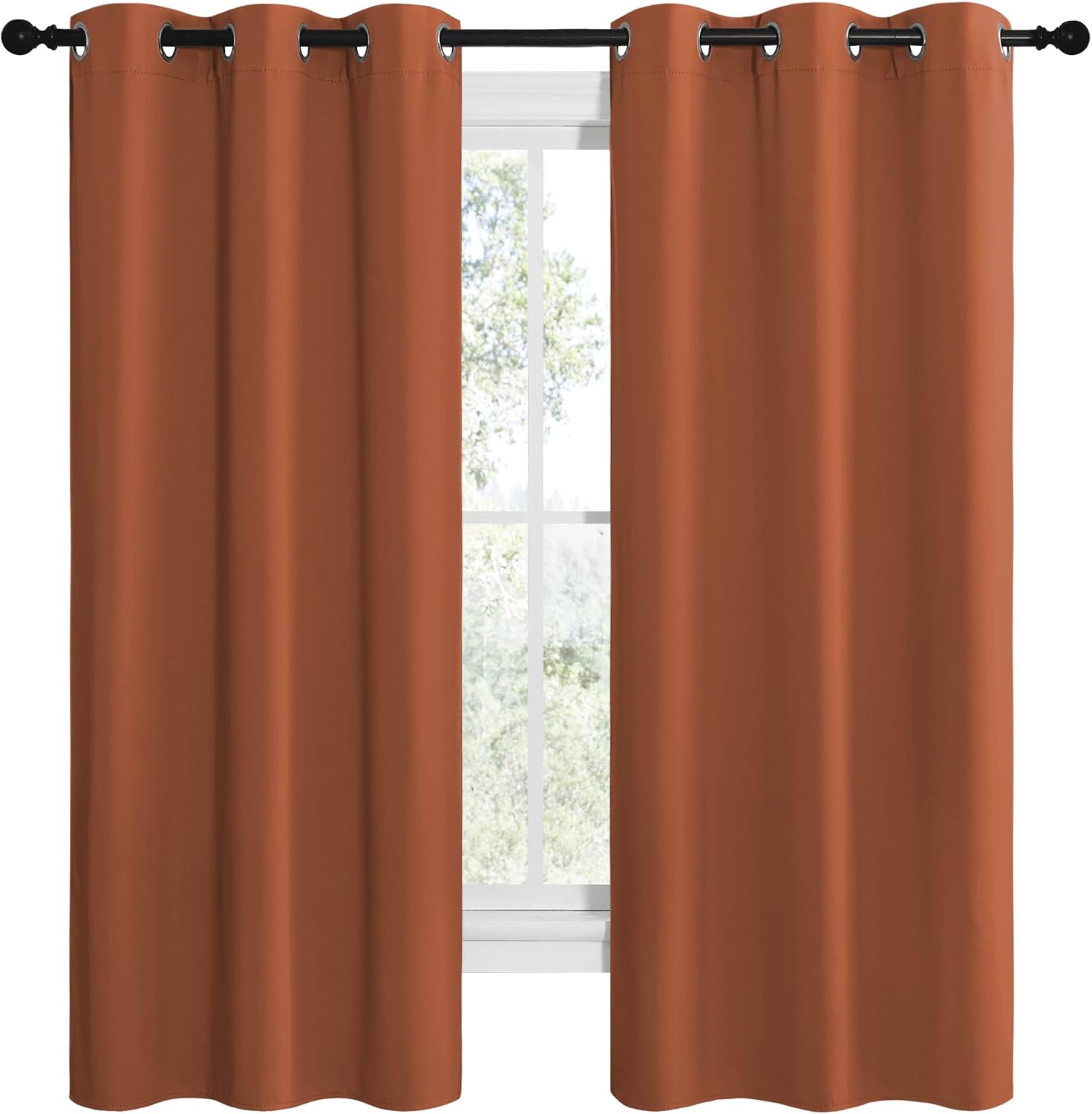 NICETOWN Bedroom Blackout Curtains 68 inches Long, Privacy and Thermal Insulated Blackout Drapes for Windows (Burnt Orange, 1 Pair, 42 x…