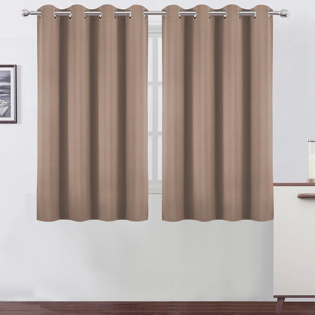 Lemomo Blackout Curtains 66 x 54 Inch Long Cappuccino Curtains Set of 2 Panels Room Darkening Curtains for Bedroom and Living Room 54 Inch…