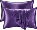 QJFabricCO Q&J Fabric Co. 2 Pack Satin Pillowcase Silk Like Pillow Cases 20x36 inch Purple Cooling Pillow Cases with Envelope Closure for H…