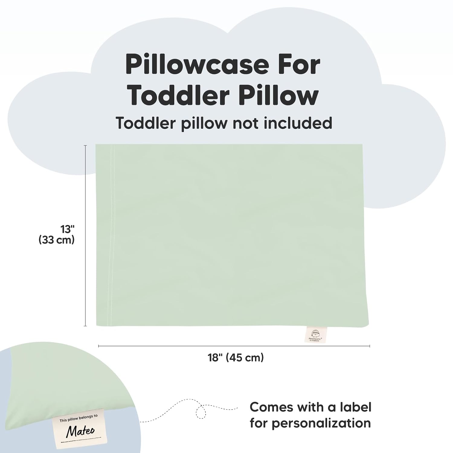 KeaBabies Toddler Pillowcase 13"x18" - Organic Cotton Toddler Pillowcase for Kids, Boys, Girls, Soft & Durable Cotton Cover for Miniature…