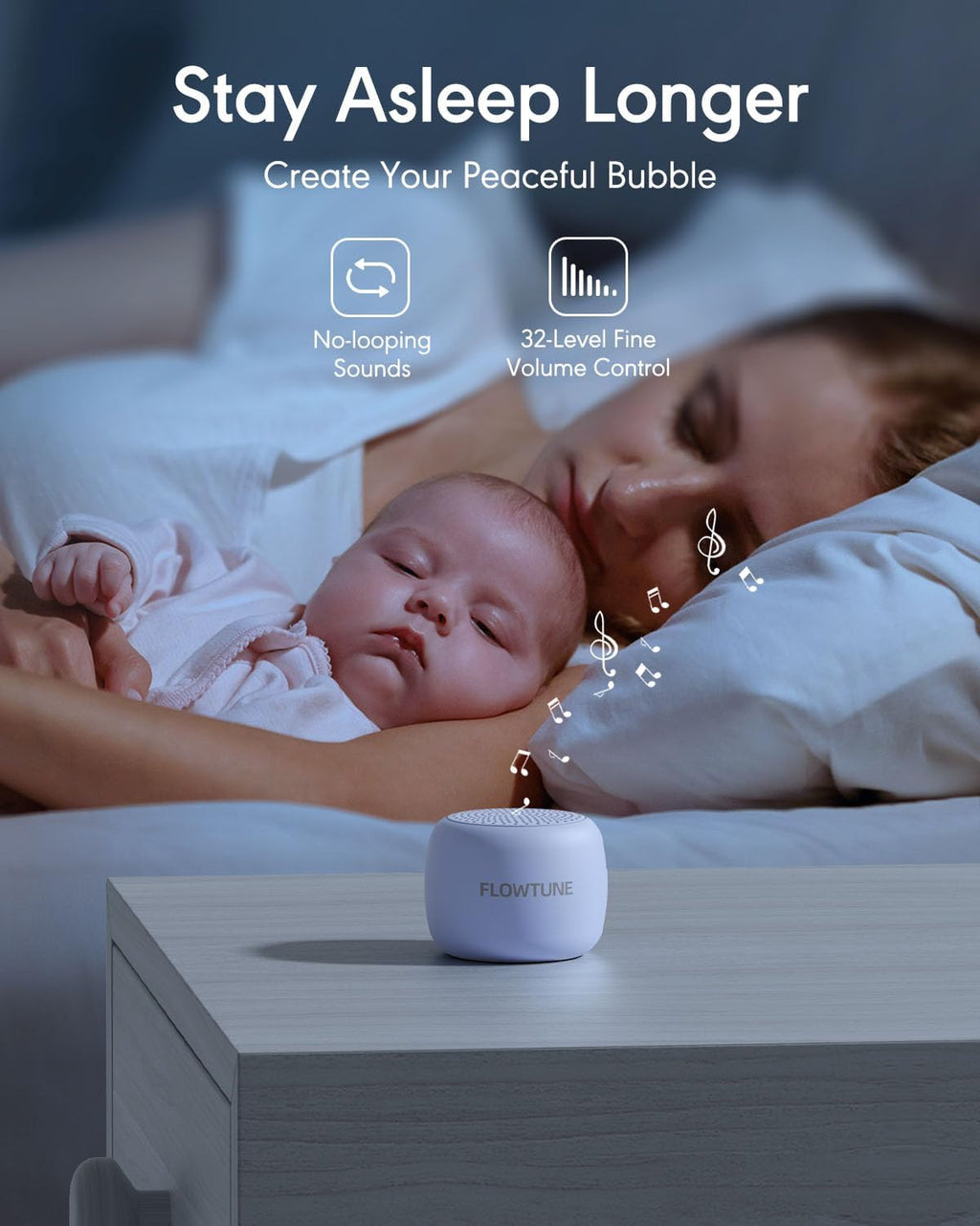 FLOWTUNE Sound Machine Flowtune White Noise Machine for Baby Adults, Mini Portable Sound Machine for Travel, 6H Timer, 18 Soothing Sleep…