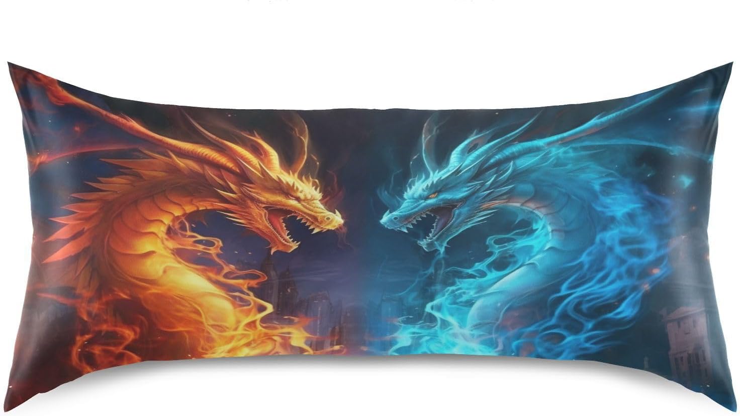 YETTASBIN Water Fire Dragon Satin Pillowcase, Soft Breathable Silk Pillow Case with Envelope Closure for Hair and Skin, King Size 40 x 20…