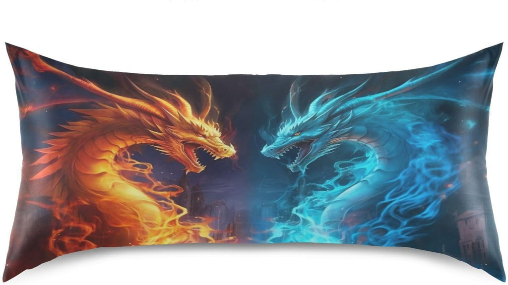 YETTASBIN Water Fire Dragon Satin Pillowcase, Soft Breathable Silk Pillow Case with Envelope Closure for Hair and Skin, Queen Size 30 x…