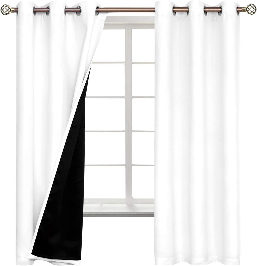 BGment White Blackout Curtains 63 Inch Long - Black Out Curtains for Bedroom Thermal Insulated Curtains for Summer Grommet Total Room Darke…