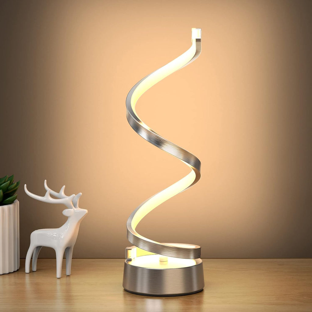 NUÜR Infinity Spiral LED Table Lamp, Dimmable Metallic Bedside Lamp with Touch Controller, 3 Colour Temperature, 15.8 Inch Height…