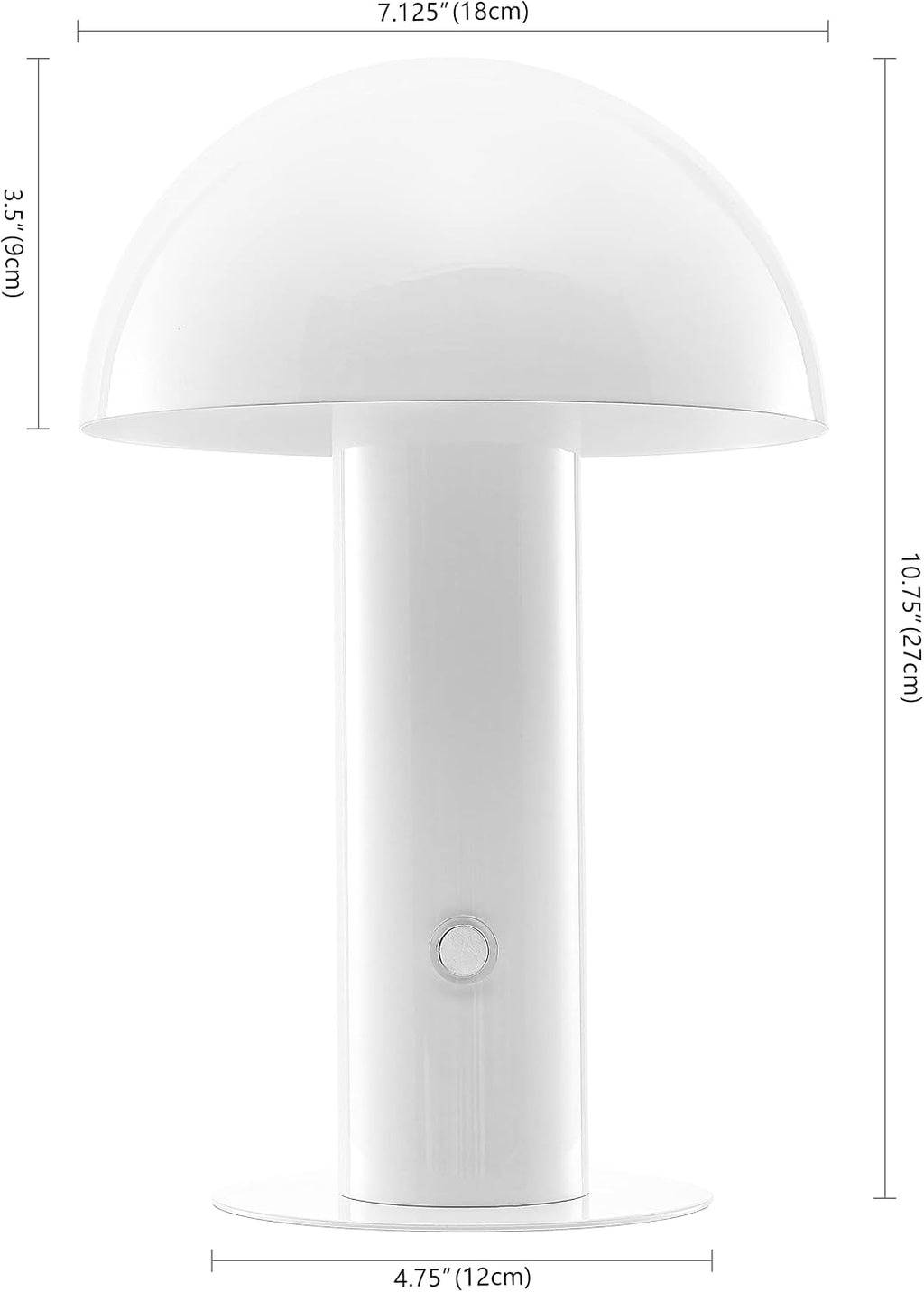 JONATHAN Y 10.75" White Rechargeable LED Mushroom Table Lamp, Cordless Portable Bedside Lamp for Living Room Bedroom, 3-Way Dimmable…
