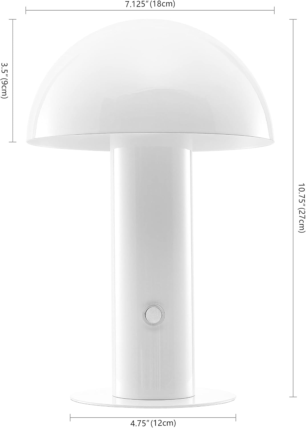 JONATHAN Y 10.75" White Rechargeable LED Mushroom Table Lamp, Cordless Portable Bedside Lamp for Living Room Bedroom, 3-Way Dimmable…