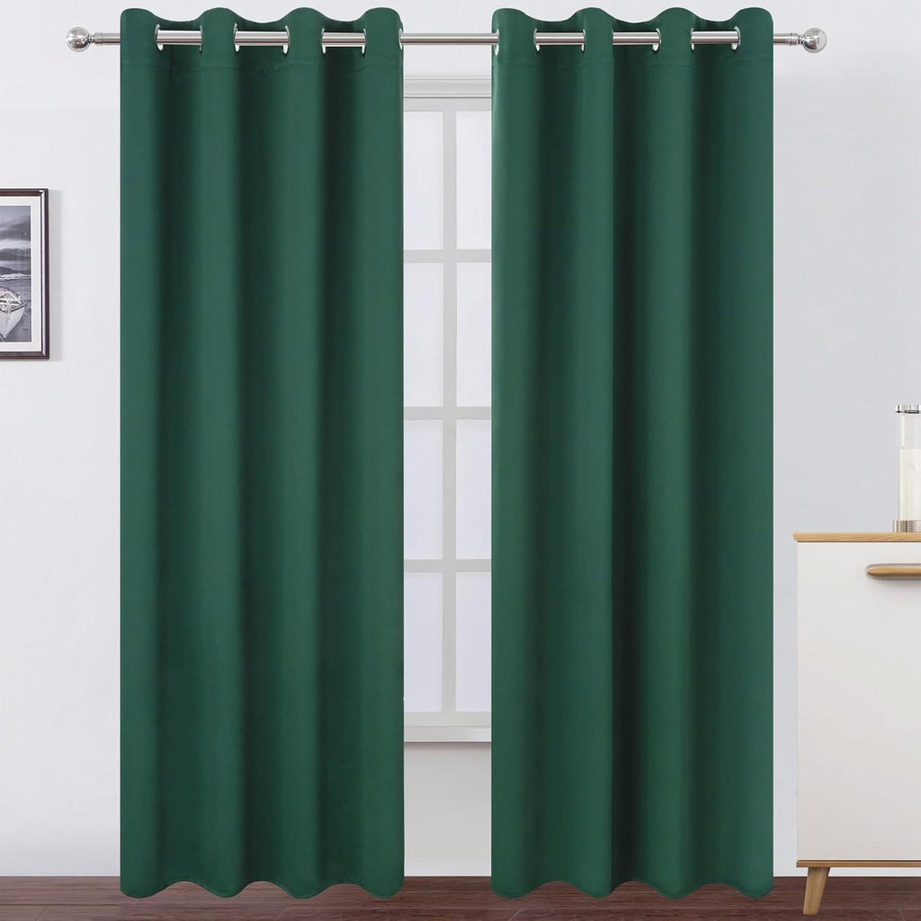 Lemomo Blackout Curtains 52 x 120 Inch Long Dark Green Curtains Set of 2 Panels Room Darkening Curtains for Bedroom and Living Room 120 Inc…