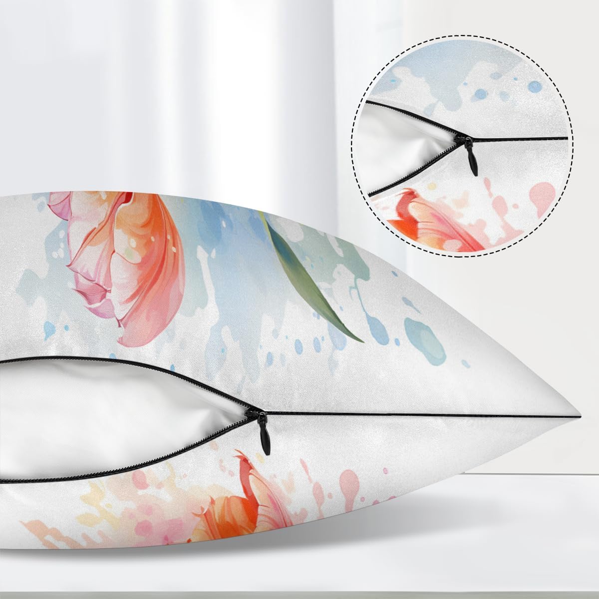 Aglebo Watercolor Tulips Body Pillow Covers Super Soft Satin Decorative Pillowcase with Hidden Zipper Cooling Breathable Case Rectangle Cov…