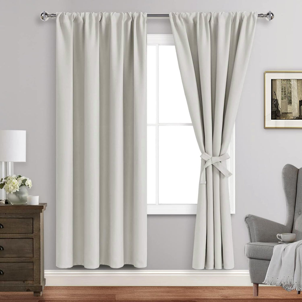 Jiuzhen Blackout Curtains for Bedroom– Thermal Insulated, Noise Reducing Room Darkening Rod Pocket Curtains for Living Room, Set of 2 Panels…