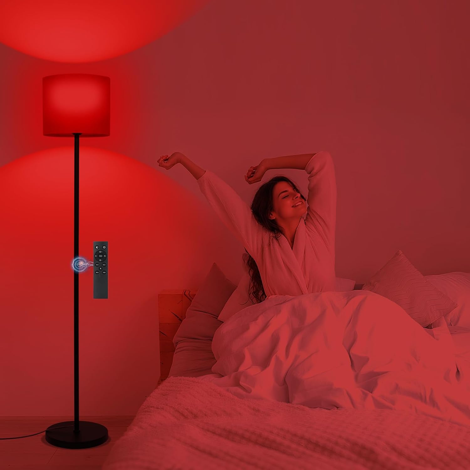 Floor Lamp with Red Light - 670nm Red Night Light for Sleep, 3CCT LED Standing Lamp with Remote, Dimmable Modern Floor Light with Timer…