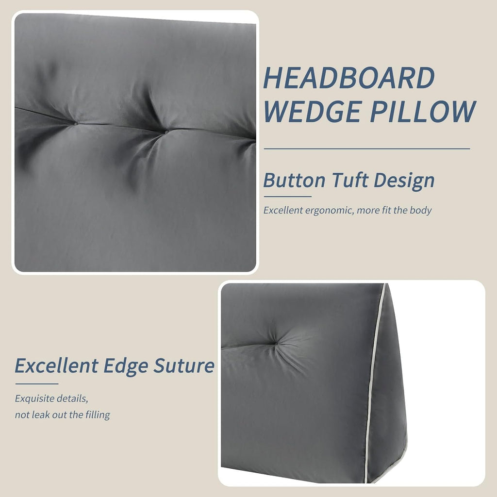 Headboard Wedge Pillows Twin/Twin XL, Ergonomic Bed Triangular Headboard Pillow, Thickened Backrest Cushion for Reading in Dorm Bed Sofa…