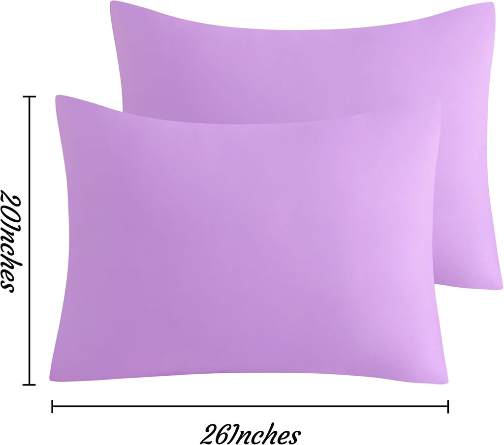 Ntbay Standard Pillow Cases Set of 2, 2 Pack Brushed Microfiber 20x26 Pillow Cases, Soft, Wrinkle, Fade, Stain Resistant Light Purple Pillo…