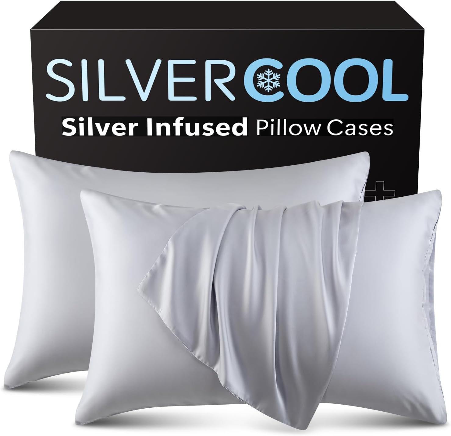 DLEECP Silver Infused Pillowcases – Cooling Pillow Cases with Silk, Softness Breathable Temperature-Regulating Pillow Cover, Odor Co…