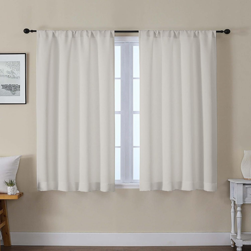 Gwine Light Filtering Curtains for Bedroom 45 Inch Length, Thermal Insulated Room Darkening Short Curtains, Rod Pocket Drapes for…