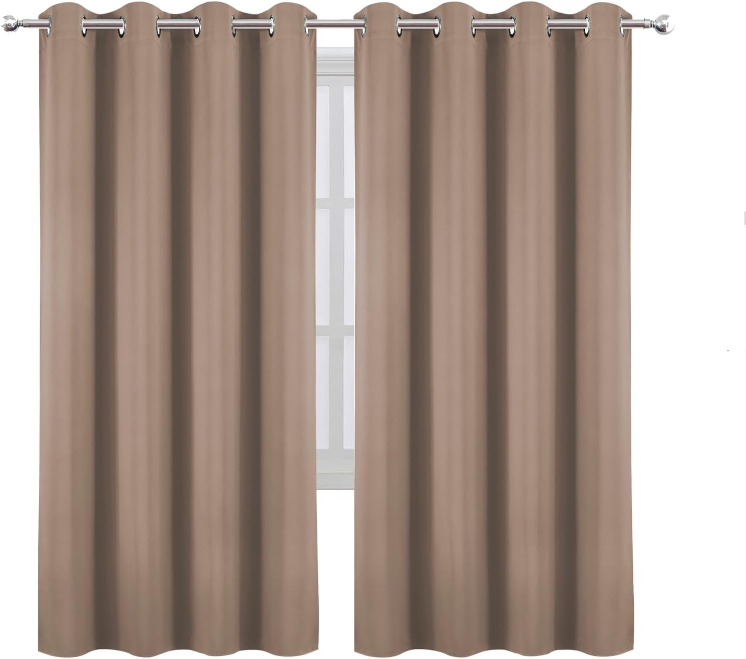 Lemomo Blackout Curtains 66 x 72 Inch Long Cappuccino Curtains Set of 2 Panels Room Darkening Curtains for Bedroom and Living Room 72 Inch…