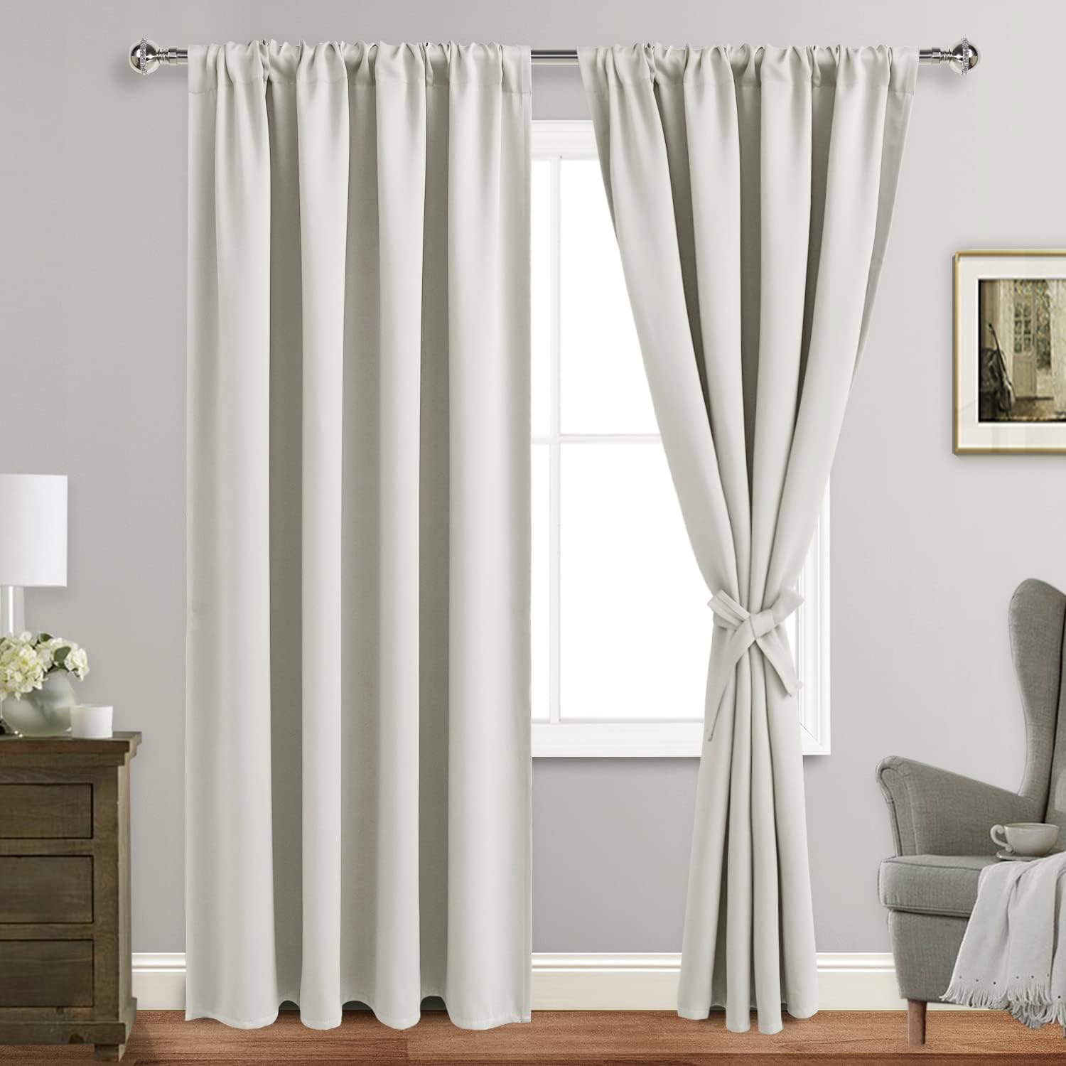 Jiuzhen Blackout Curtains for Bedroom - Thermal Insulated Room Darkening Noise Reducing, 52 x 84 Inch Length Curtains for Living Room, Set…
