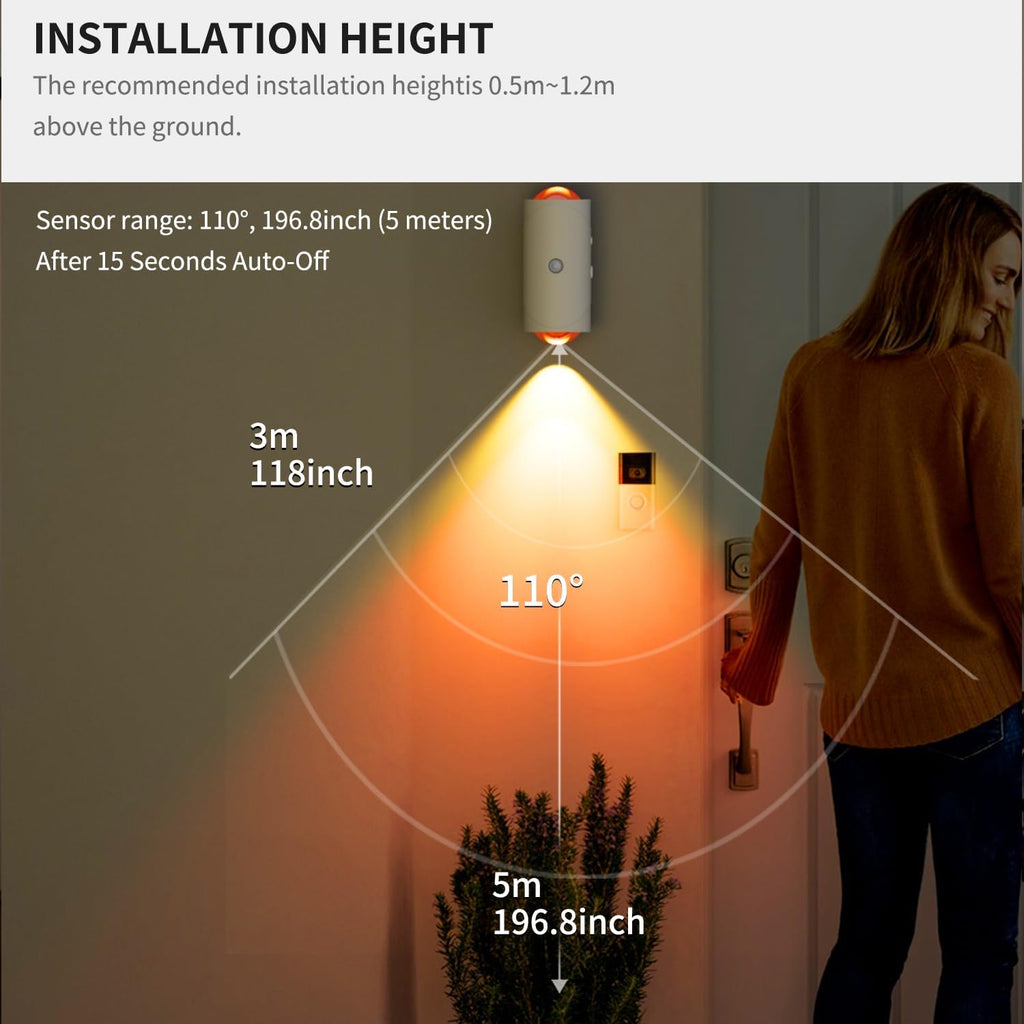 LED Motion Sensor Night Light, 7 Colors Rechargeable Battery Stair Light, Wireless Magnetic Wall Lamp, Cordless LED Wall Night Lights for…