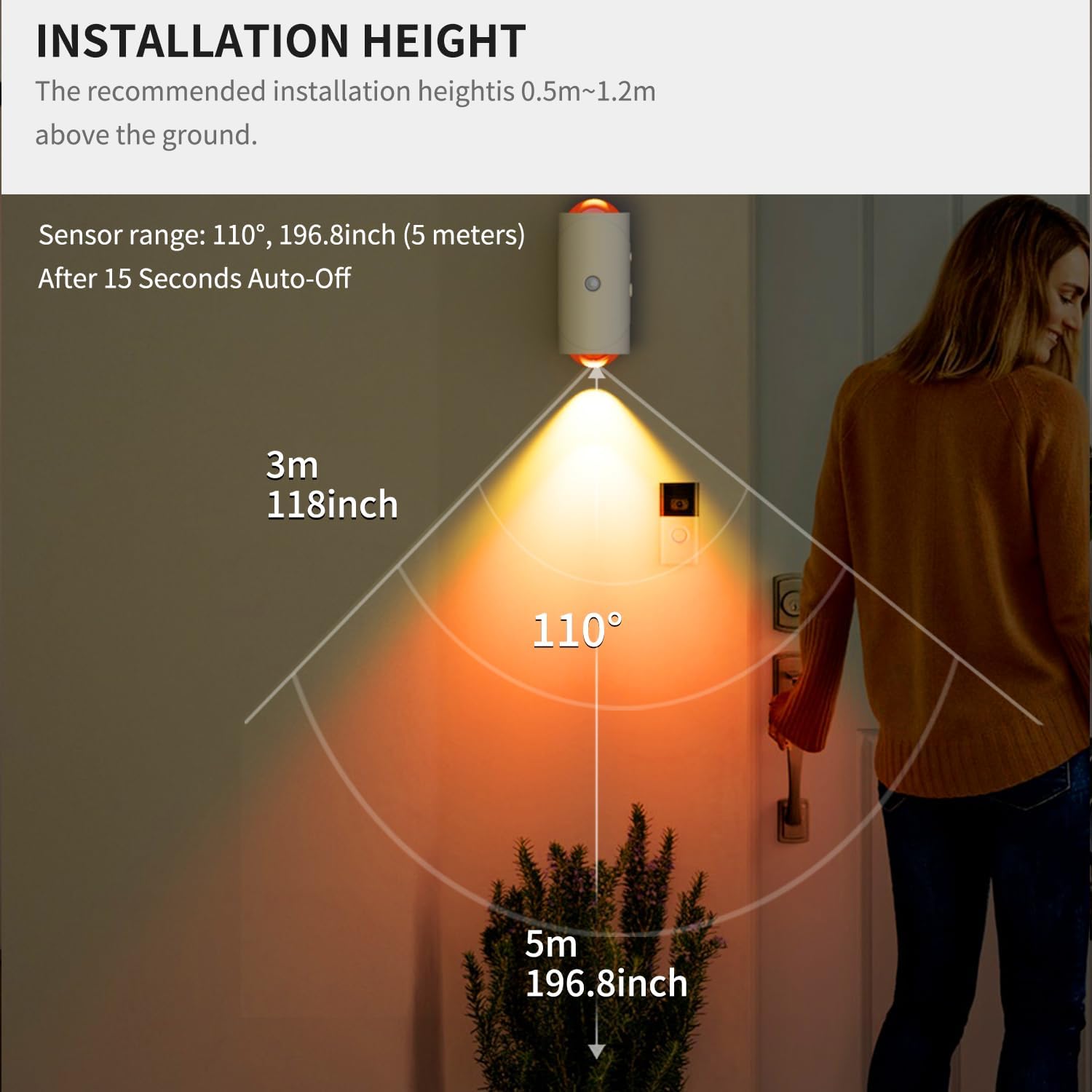 LED Motion Sensor Night Light, 7 Colors Rechargeable Battery Stair Light, Wireless Magnetic Wall Lamp, Cordless LED Wall Night Lights for…