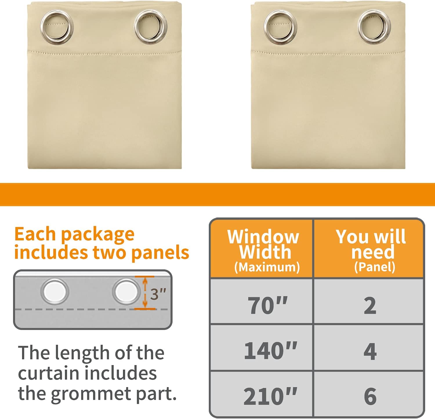 YoungsTex Beige Blackout Curtains for Bedroom 63 Inches Long - Room Darkening Drapes with Grommet for Living Room Office Country Thermal In…