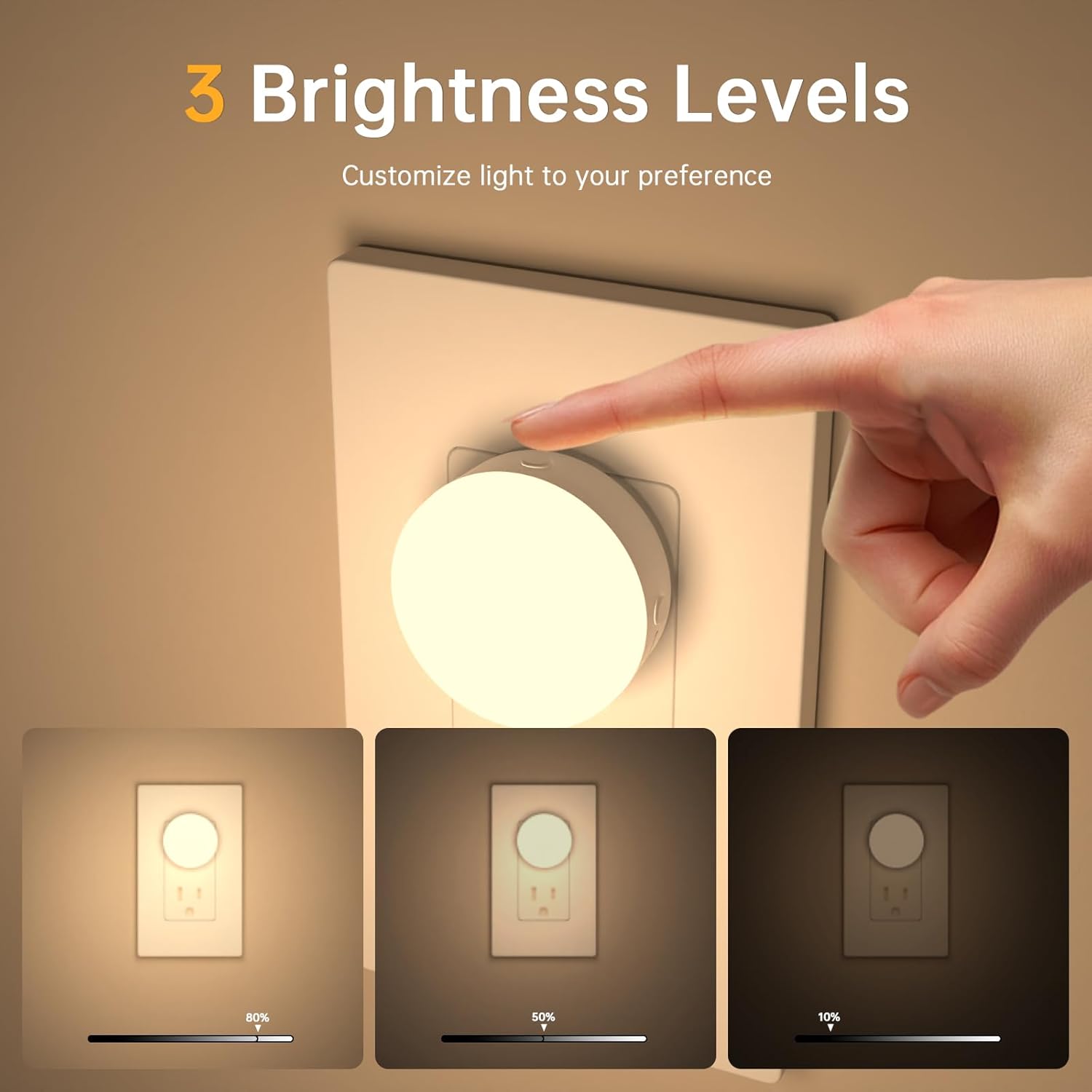 Junlitgroup Night Lights Plug in12 Pack, Dim Night Light with 3CCT, Auto Dusk to Dawn Sensor, 3 Brightness Levels, Dimmable Night Light for…