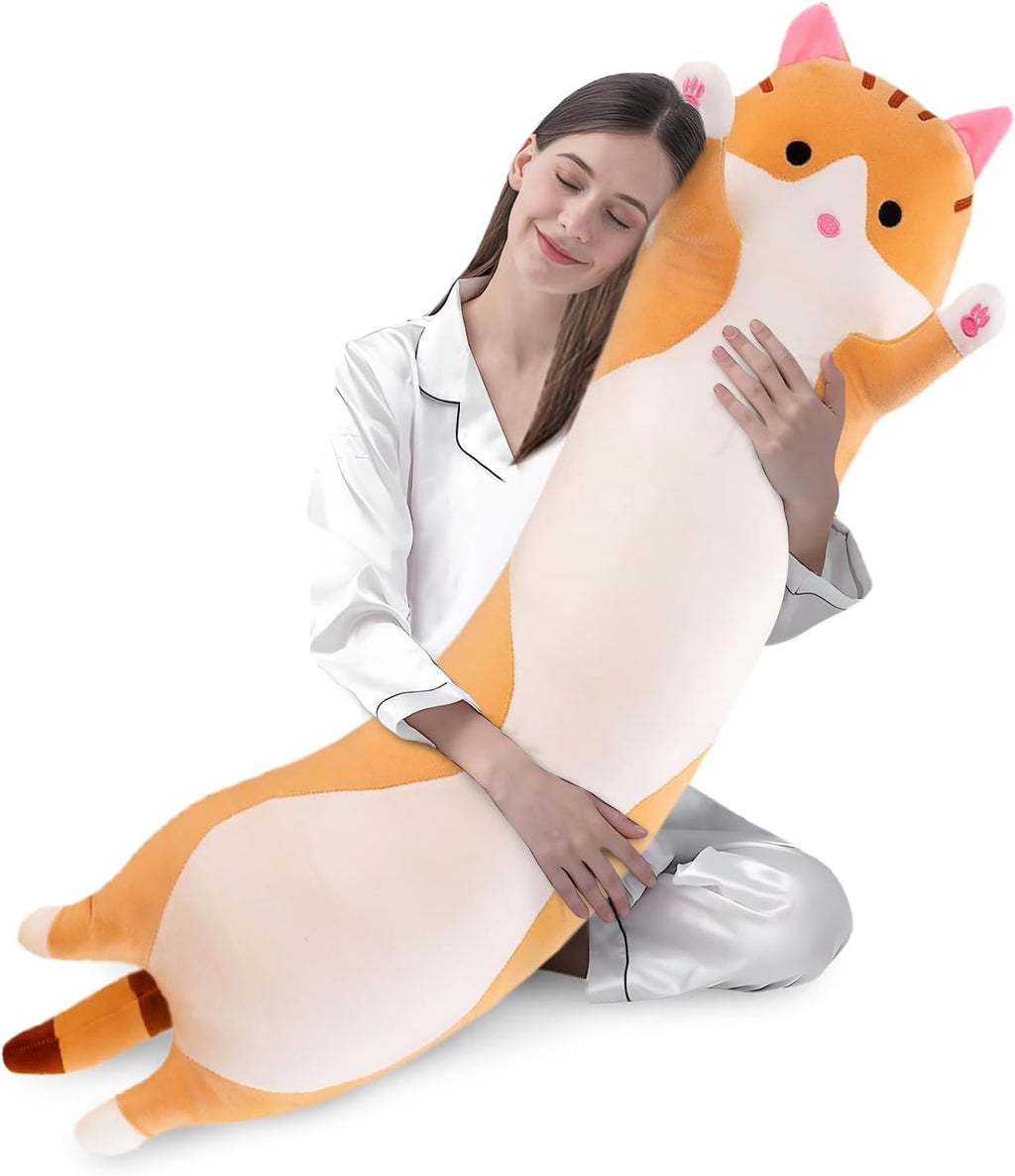 shangman Lovely Plush Cat Doll Cute Cartoon Soft Stuffed Kitten Pillow Long Throw Sleeping Pillow Doll Toy Gift for Kids Girlfriend…