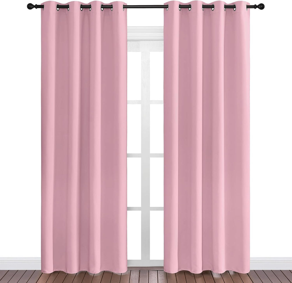 Nicetown Crystal Pink Blackout Curtains Grommet - Home Decorations Thermal Insulated Solid Grommet Top Blackout Living Room Panels/Drapes f…