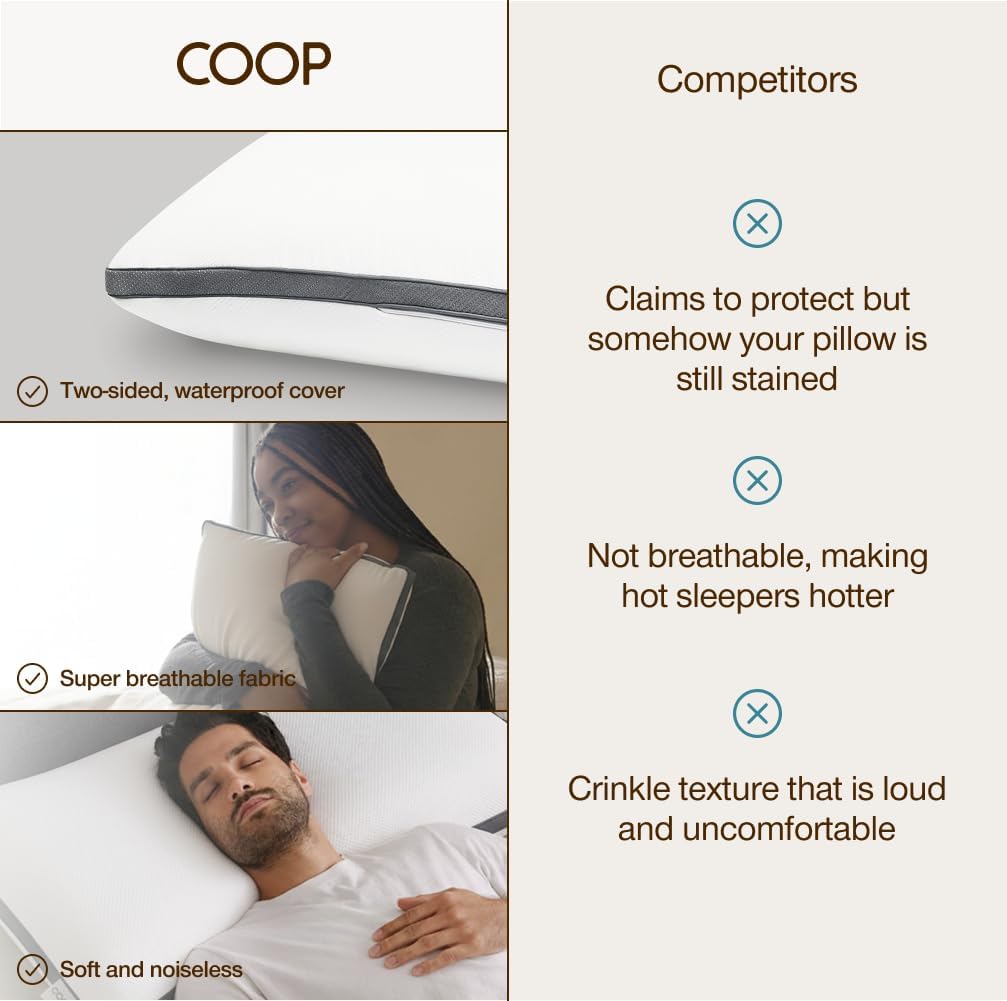 Coop Home Goods Ultra-Tech Waterproof Cut-Out Pillow Protector – Zippered Cover for Cut-Out Pillows, Queen Size, Oeko-Tex Certified…