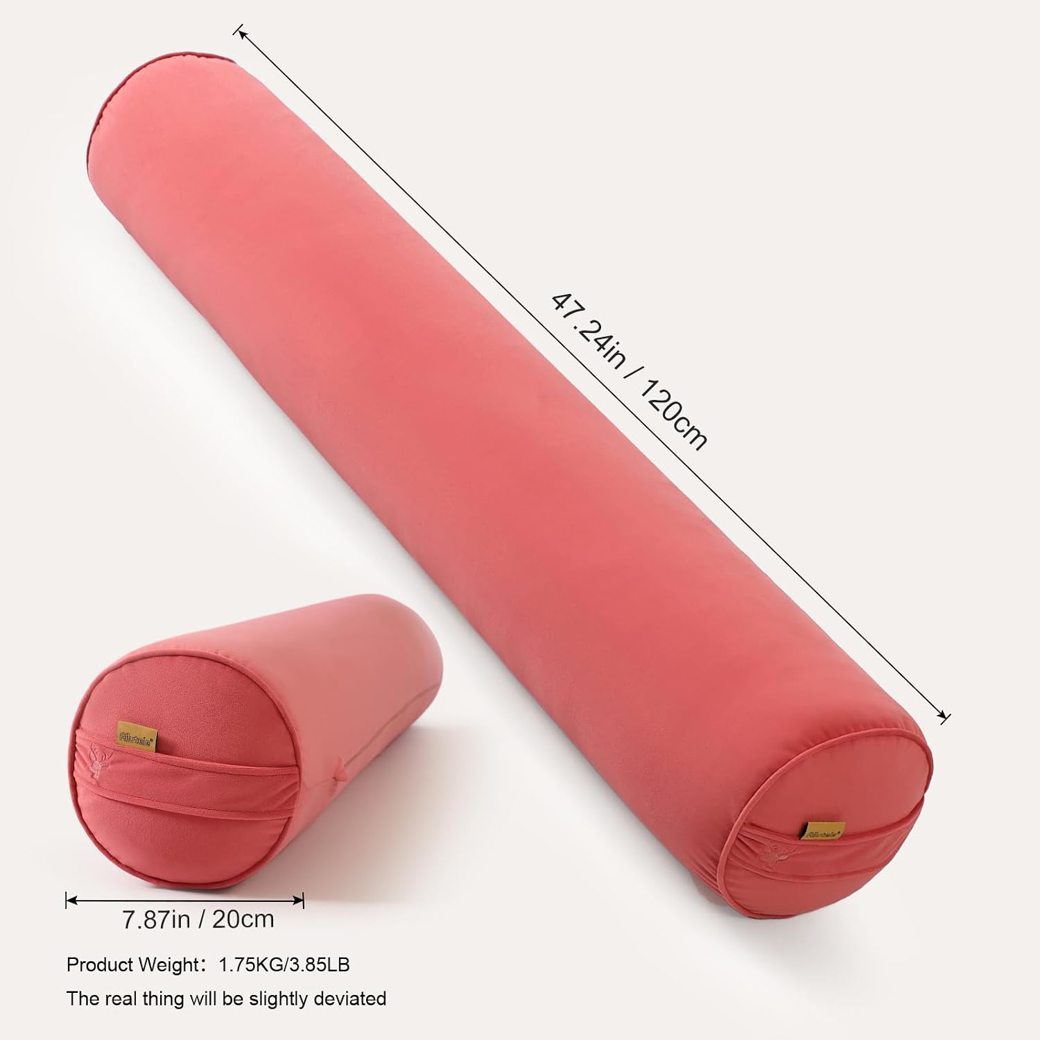 Body Pillow for Adults, Long Round Pillow, Big Cylindrical Pillow, Large Full Bolster Pillows for Side Sleepers (Coral Peach, 47.24"*7.87")