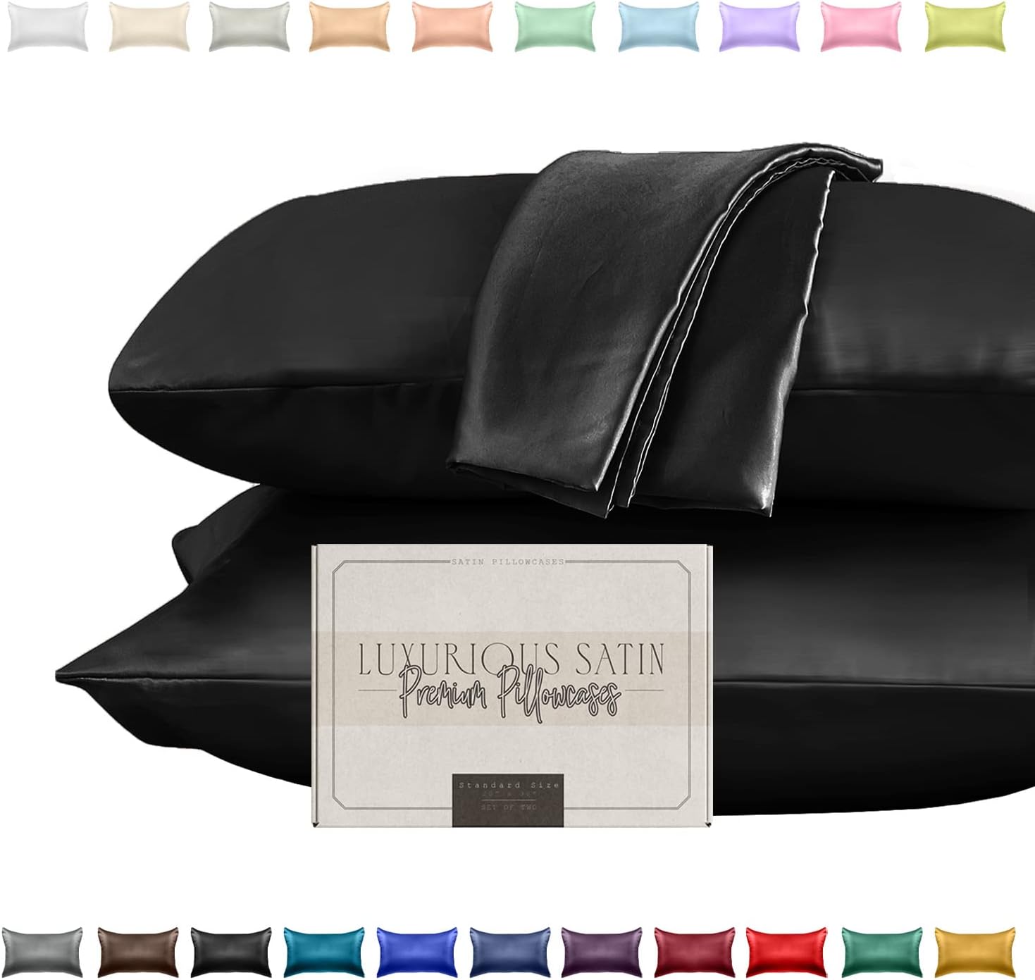 Elegantcomfort Elegant Comfort Silky and Luxurious 2-Piece Satin Pillowcase Set for Healthier Skin and Hair, Hidden Zipper Closure and Beau…