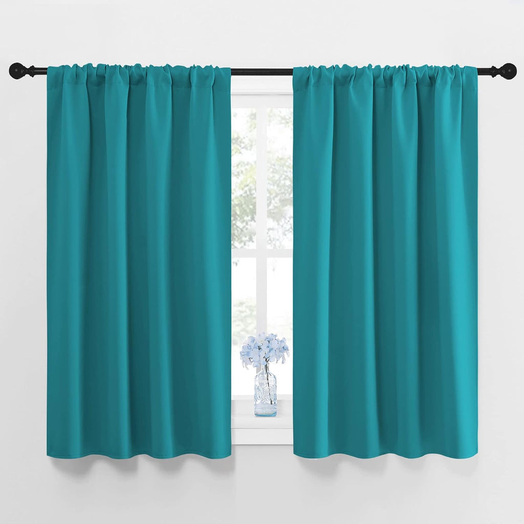 NICETOWN Peacock Blue Blackout Curtains Panels for Window, Thermal Insulated Rod Pocket Blackout Drapes/Draperies for Living Room (2…