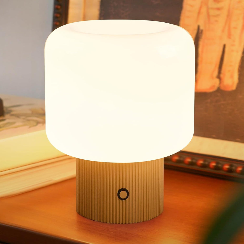 MAGCHARM Halo Mushroom Lamp, 5W Cute Cordless Rechargeable Table Lamp with Glass Shade, 3 Color Temps LED Dimmable Ambient Lighting…