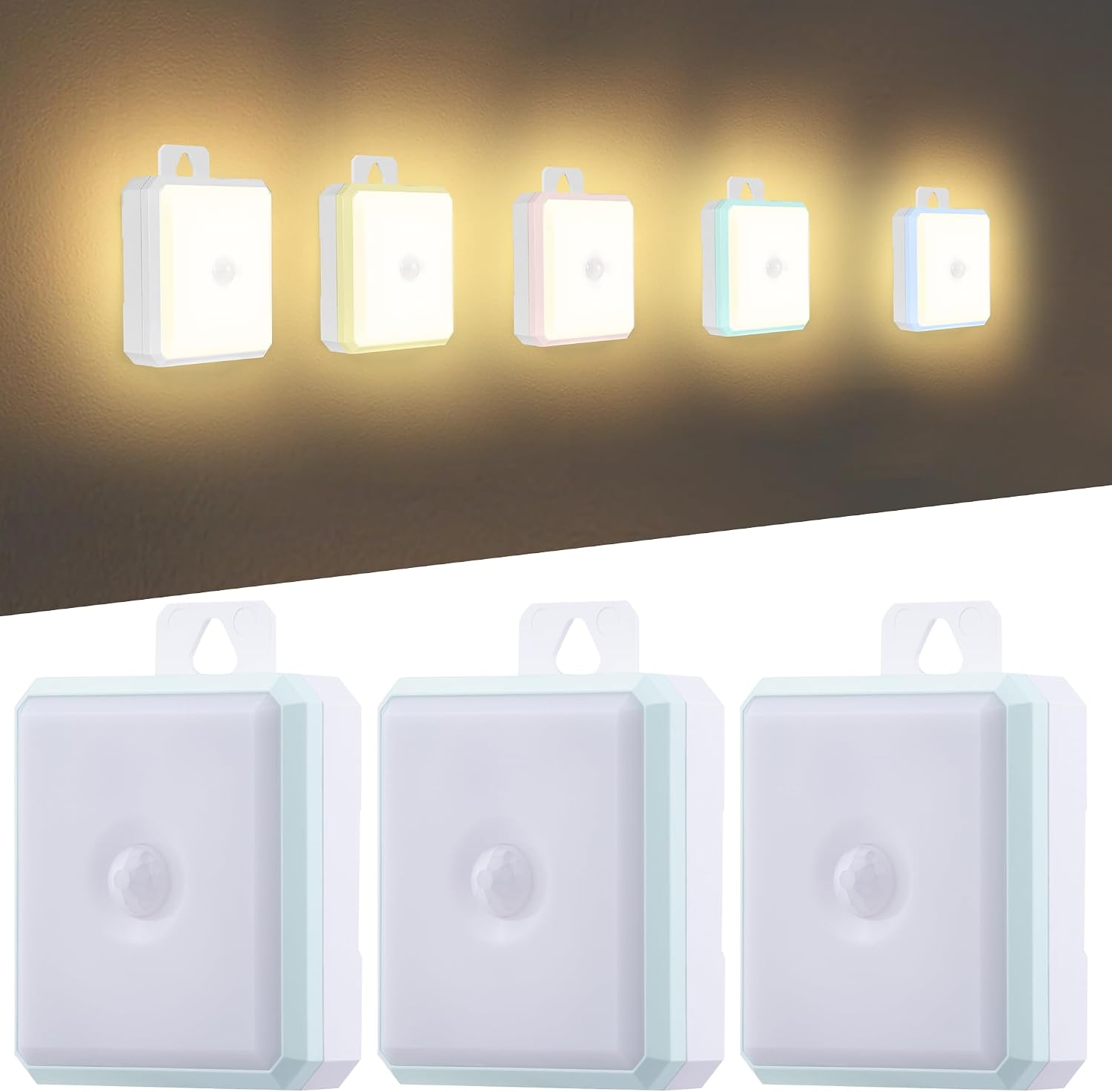 Motion Sensor Night Light Indoor - Cordless Battery Powered Under Cabinet Lighting, Stick-on Magnet LED Closet Lights, Safe Light for…