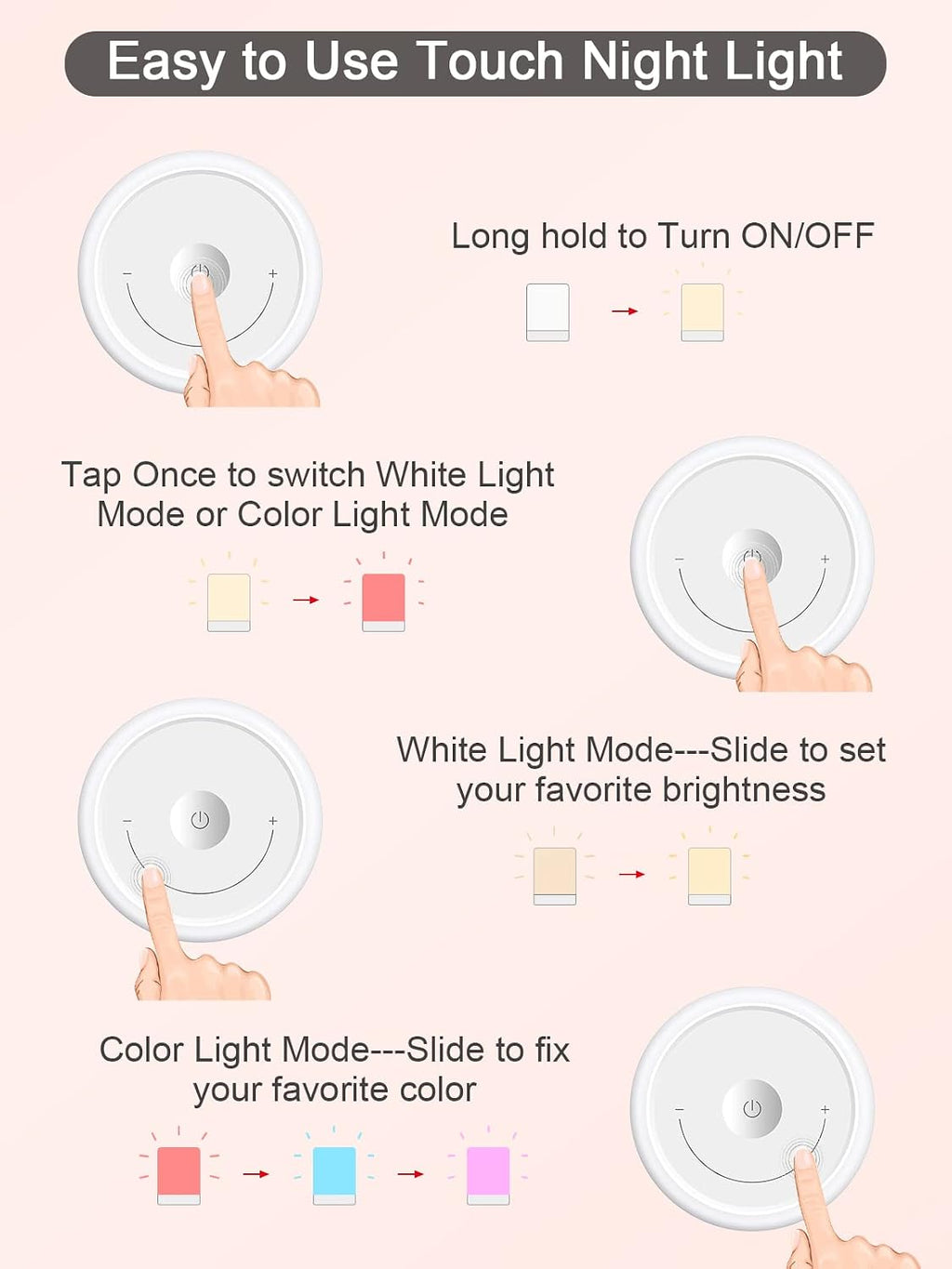 Baby Night Light, Nursery Night Lamp for Breastfeeding, Portable Nightlight for Kids Toddlers Bedroom, Warm & Soft Bedside Lamp, Touch…