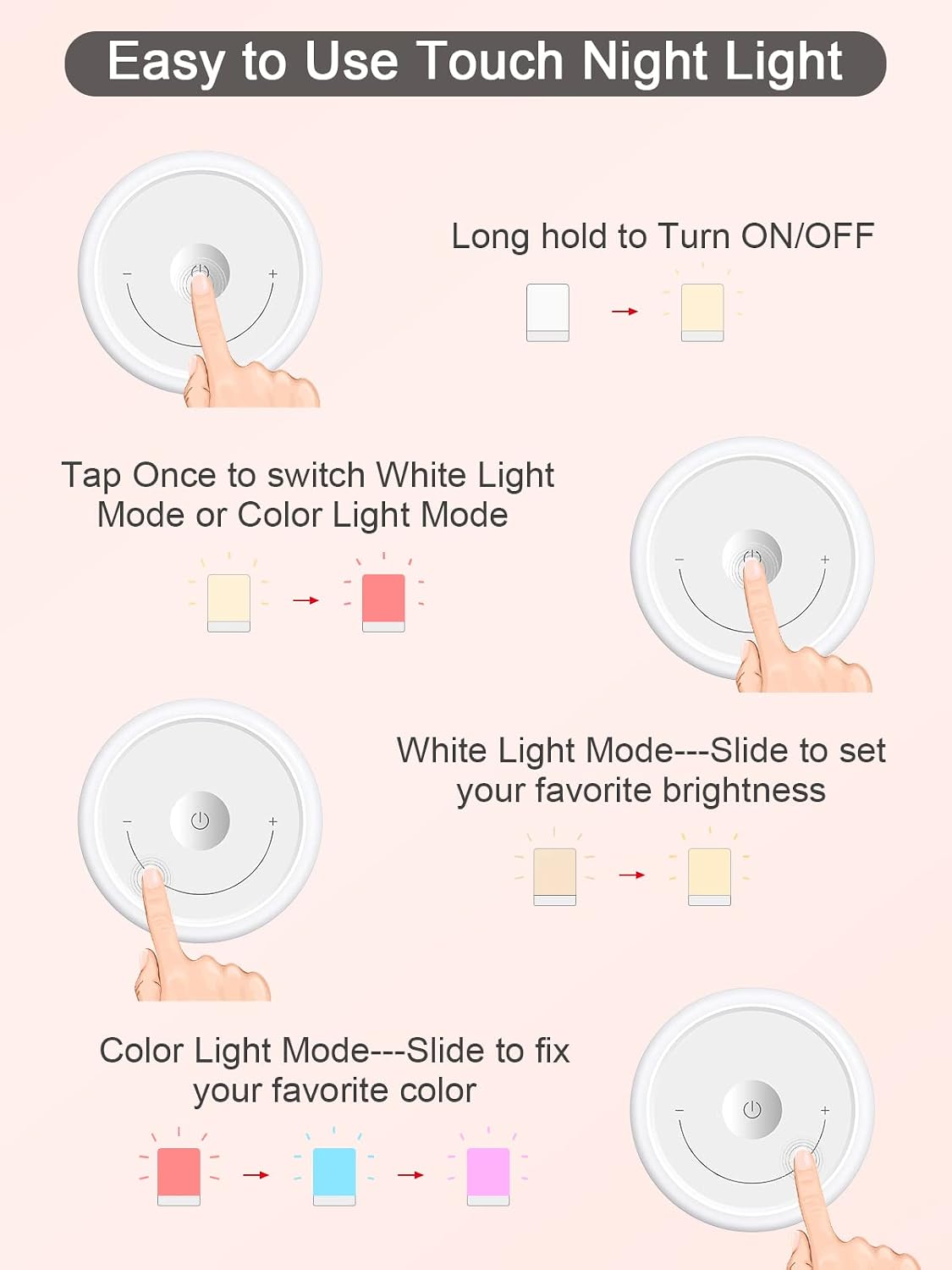 Baby Night Light, Nursery Night Lamp for Breastfeeding, Portable Nightlight for Kids Toddlers Bedroom, Warm & Soft Bedside Lamp, Touch…