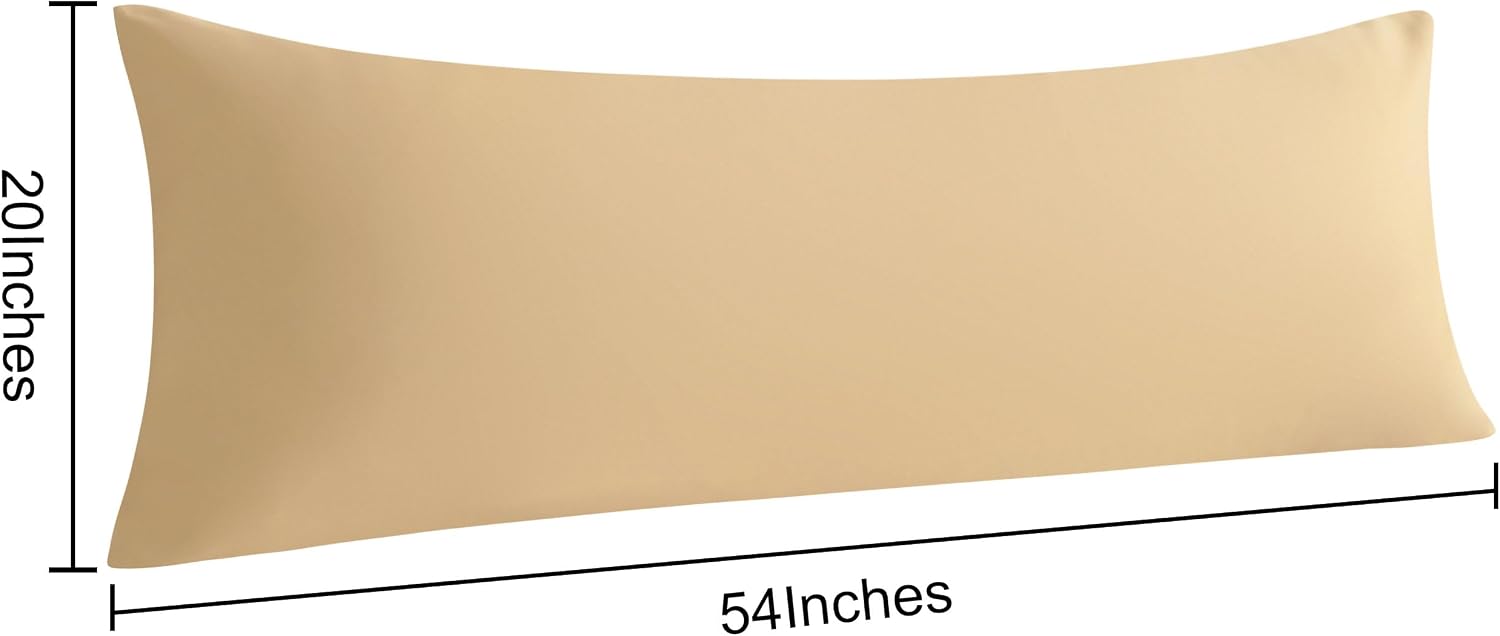 Ntbay 2 Pack Body Pillowcase, 20x54 inches, Light Taupe, Soft, Wrinkle, Fade Resistant, Envelope Closure, Microfiber, 2 Pillowcases, Set of…