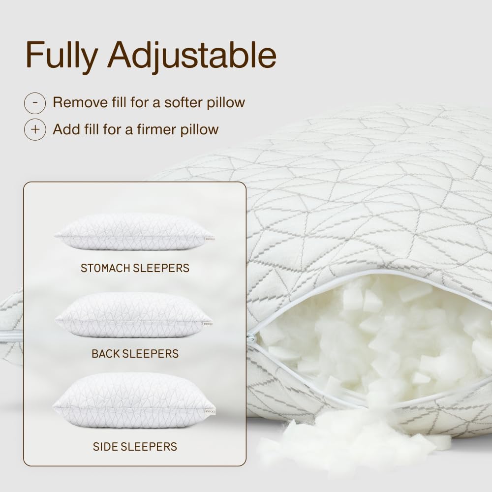 CoopSleepGoods Coop Home Goods Extra Oomph Firm Fill, Cross-Cut Memory Foam, Extra Fill Bag, Refill to Customize Your Adjustable Pillow, GR…