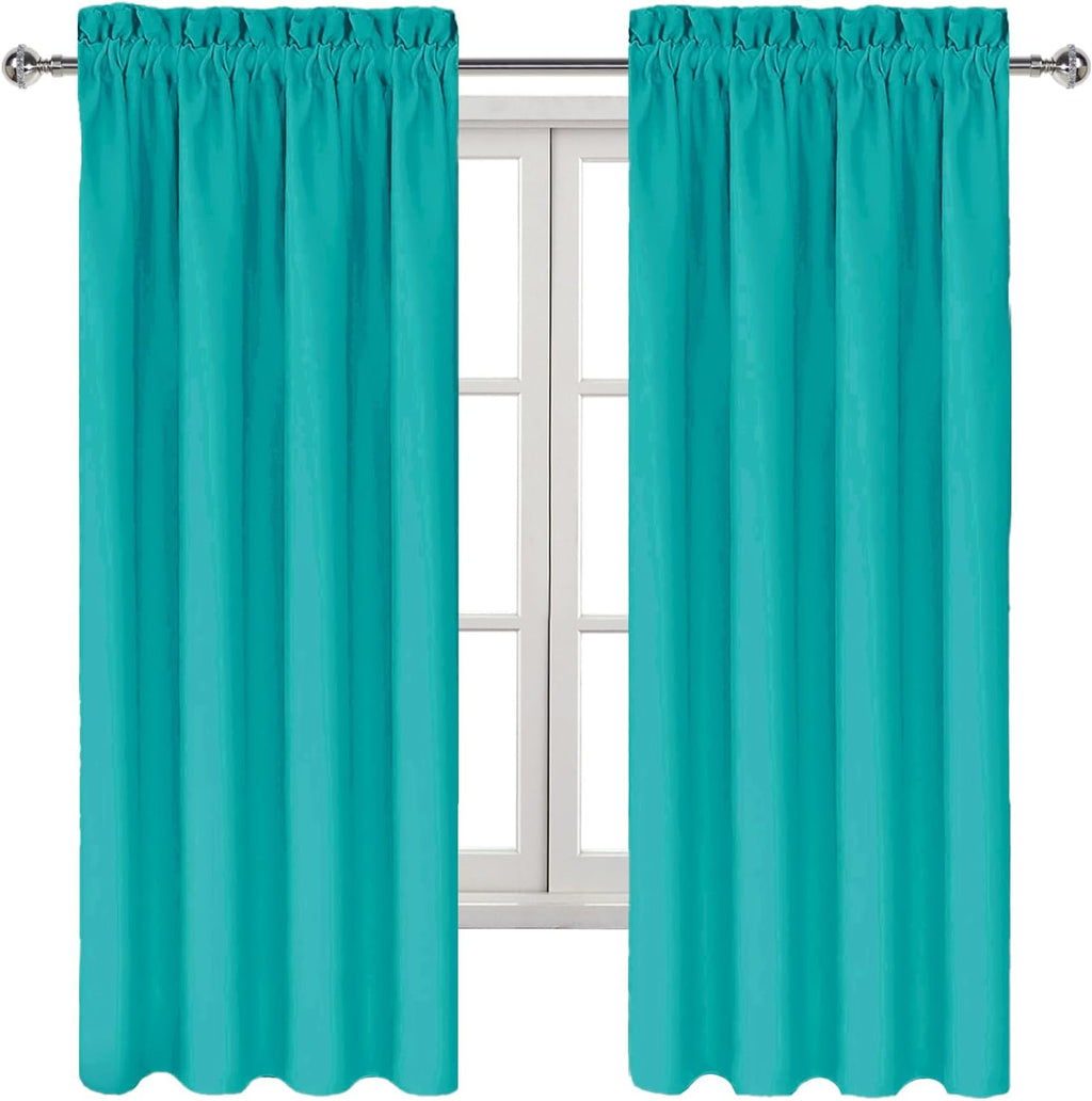 DWCN Blackout Curtains for Living Room Thermal Insulated, Energy Saving & Noise Reducing Bedroom Curtains, Peacock Blue, W 42x L 63 Inch…