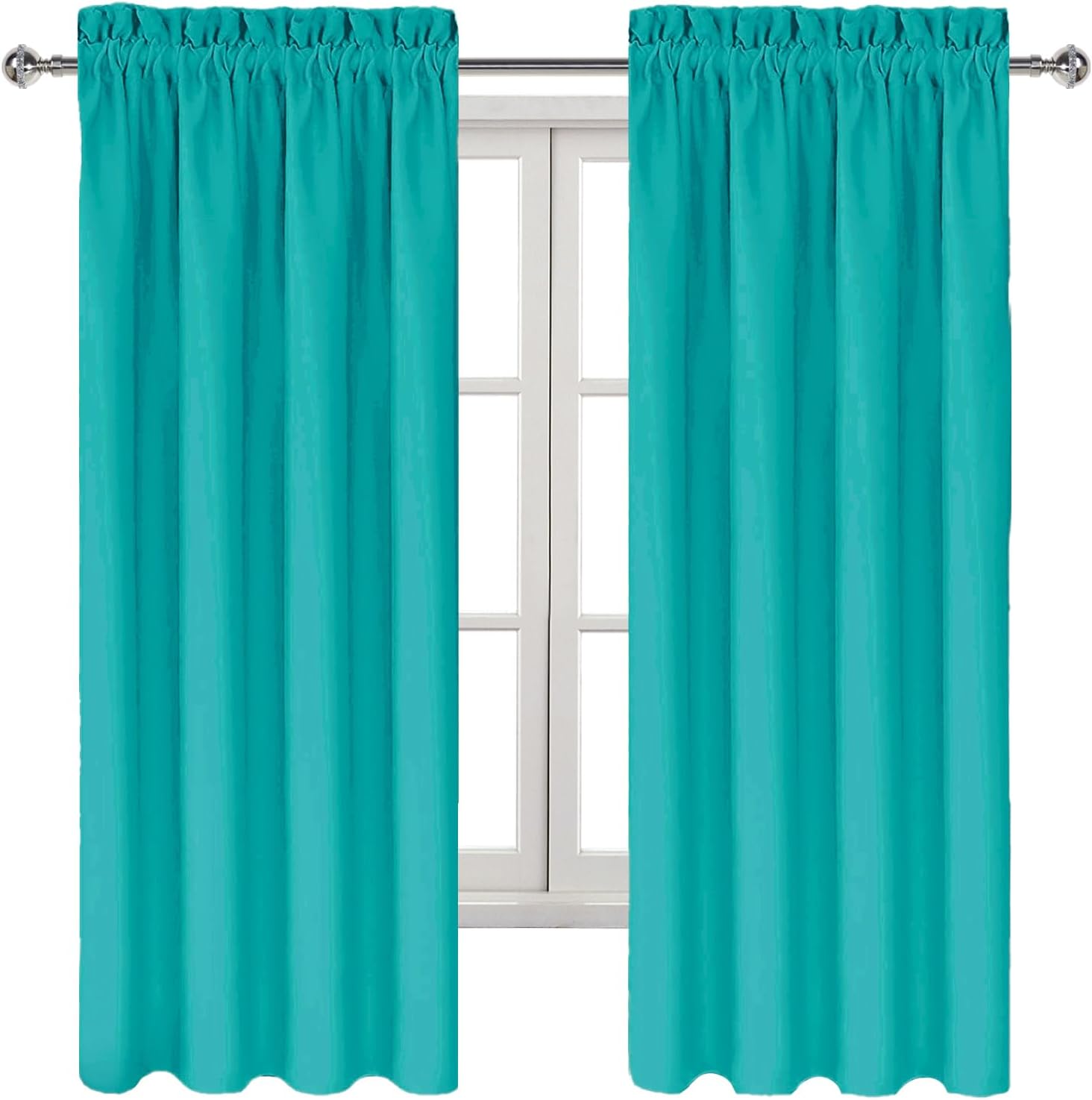 DWCN Blackout Curtains for Living Room Thermal Insulated, Energy Saving & Noise Reducing Bedroom Curtains, Peacock Blue, W 42x L 63 Inch…
