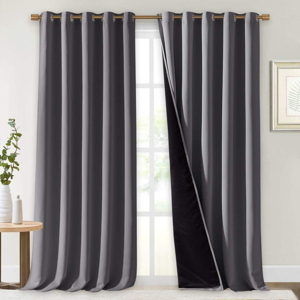 Nicetown 100% Blackout Blinds, Laundry Room Decor Window Treatment Curtains for Large Patio Sliding Door, Thermal Insulated Grey Curtains f…