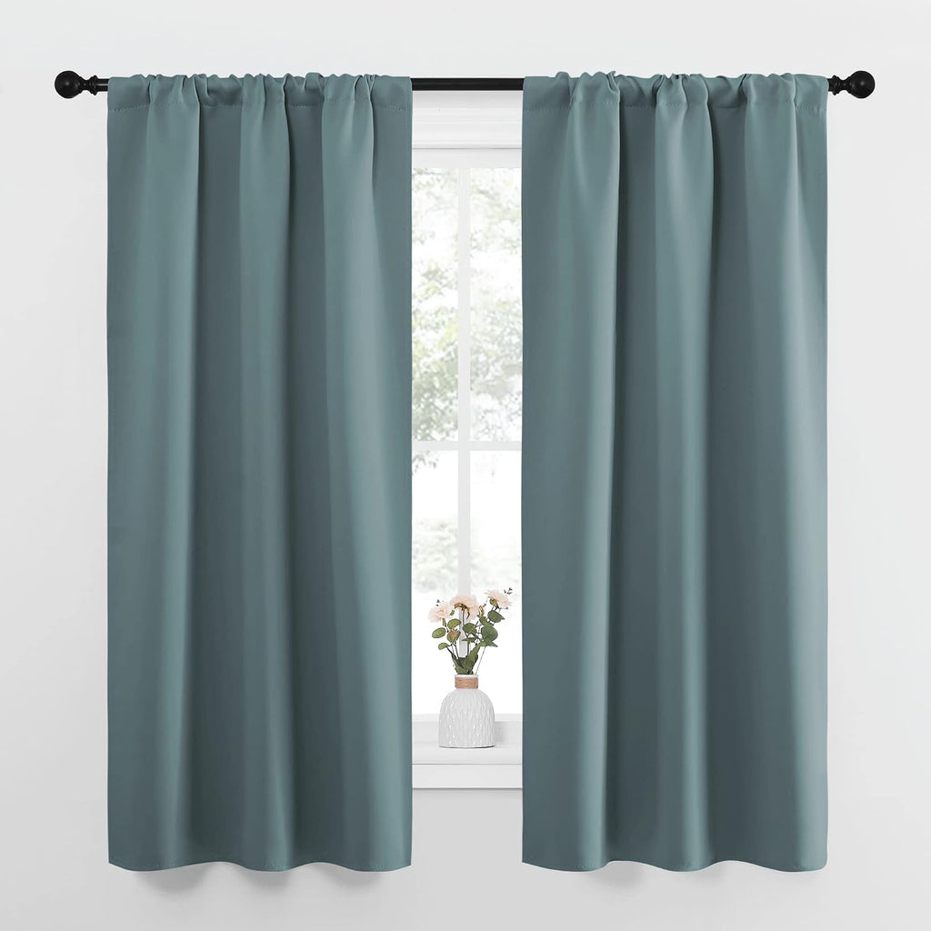 NICETOWN Greyish Blue Blackout Curtains Panels for Window, Thermal Insulated Rod Pocket Blackout Drapes/Draperies for Living Room (2…
