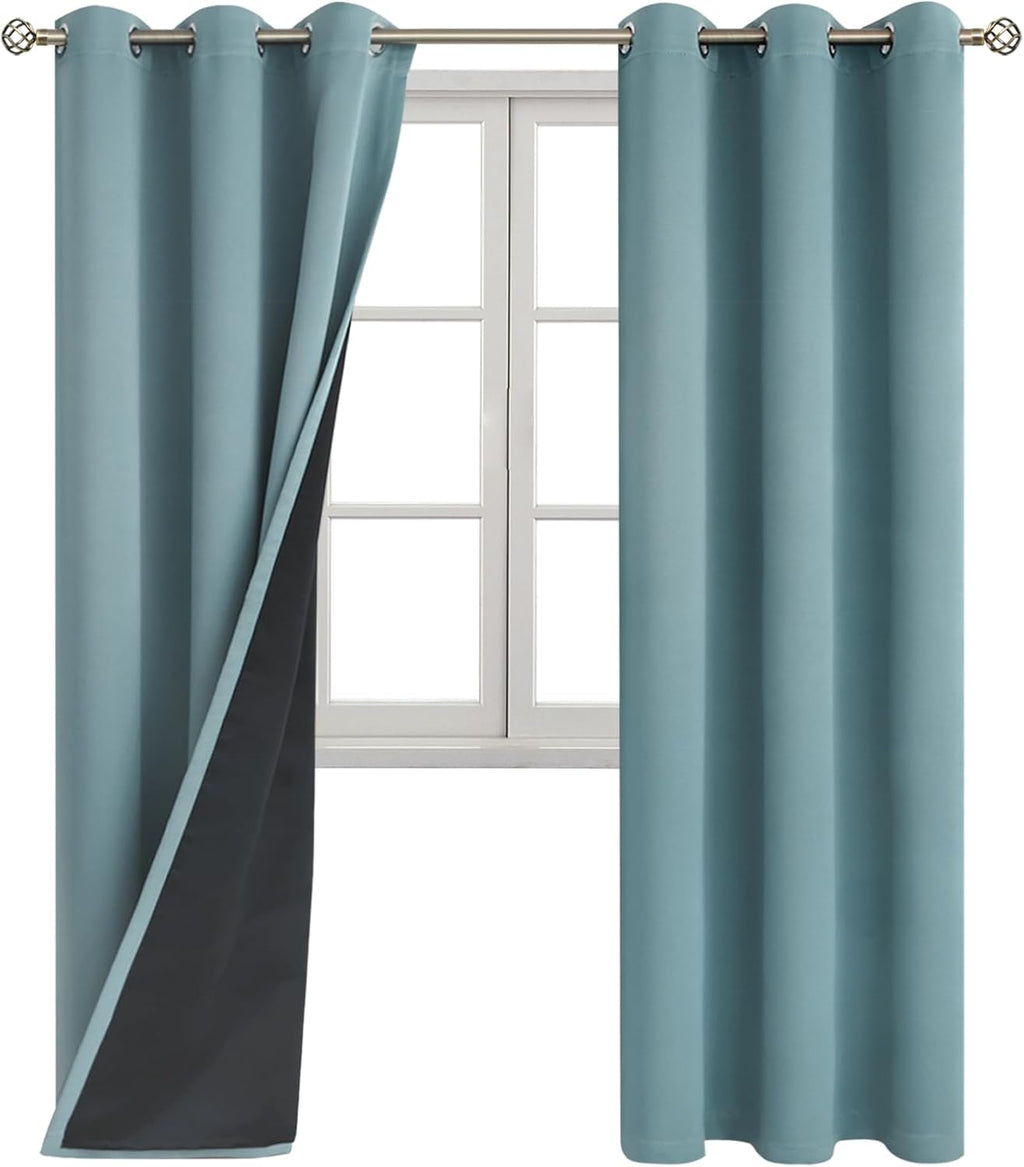 BGment Thermal Insulated 100% Blackout Curtains for Bedroom with Black Liner, Double Layer Full Room Darkening Noise Reducing Grommet Curta…