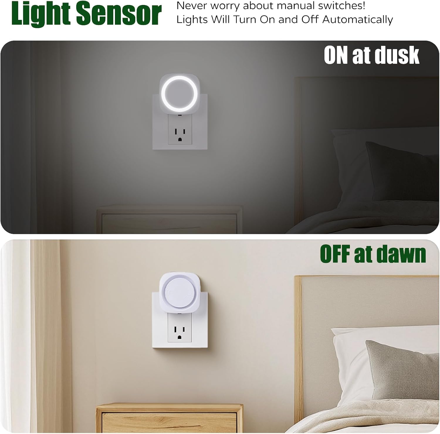 White Night Lights Plug in to Wall,4 Packs Dimmable Night Light with Auto Dusk to Dawn Sensor, Soft Glow Night Light for Bathroom…